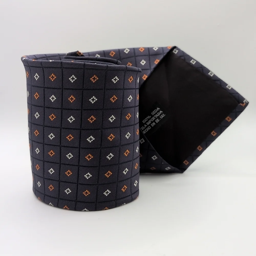 Cont Di Milano 100% Silk Tie Blue And Orange